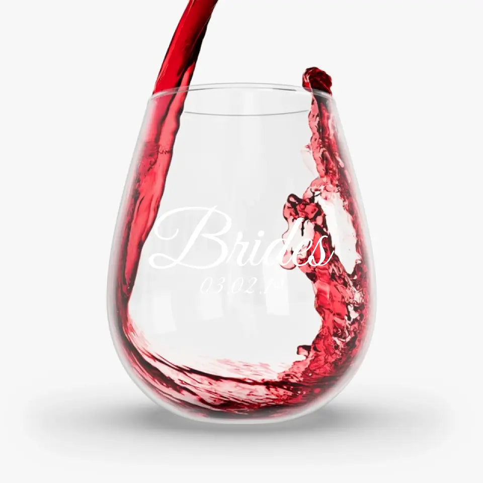 Bride and Groom Stemless Wine Glass