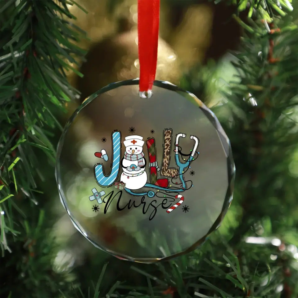 Jolly Nurse Glass Ornament