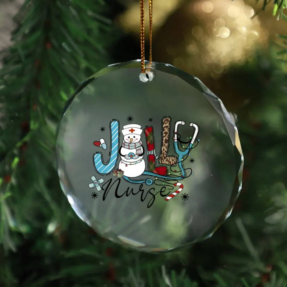 Jolly Nurse Glass Ornament