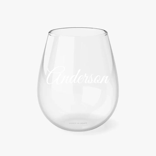 Last Name Stemless Wine Glass