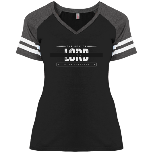 TRUSt GOD AND CHILL (6) DM476 Ladies' Game V-Neck T-Shirt